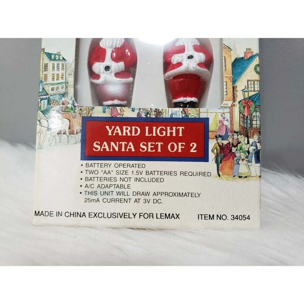 NEW LEMAX VILLAGE CHristmas YARD LIGHTS SANTA SET 2 blow mold vintage lawn decor